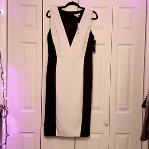 Ny and Co black and white v neck color clock dress size m